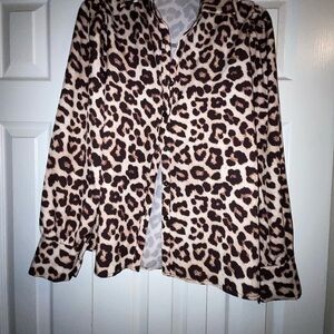 Zeagoo Leopard Print Button Down Shirt